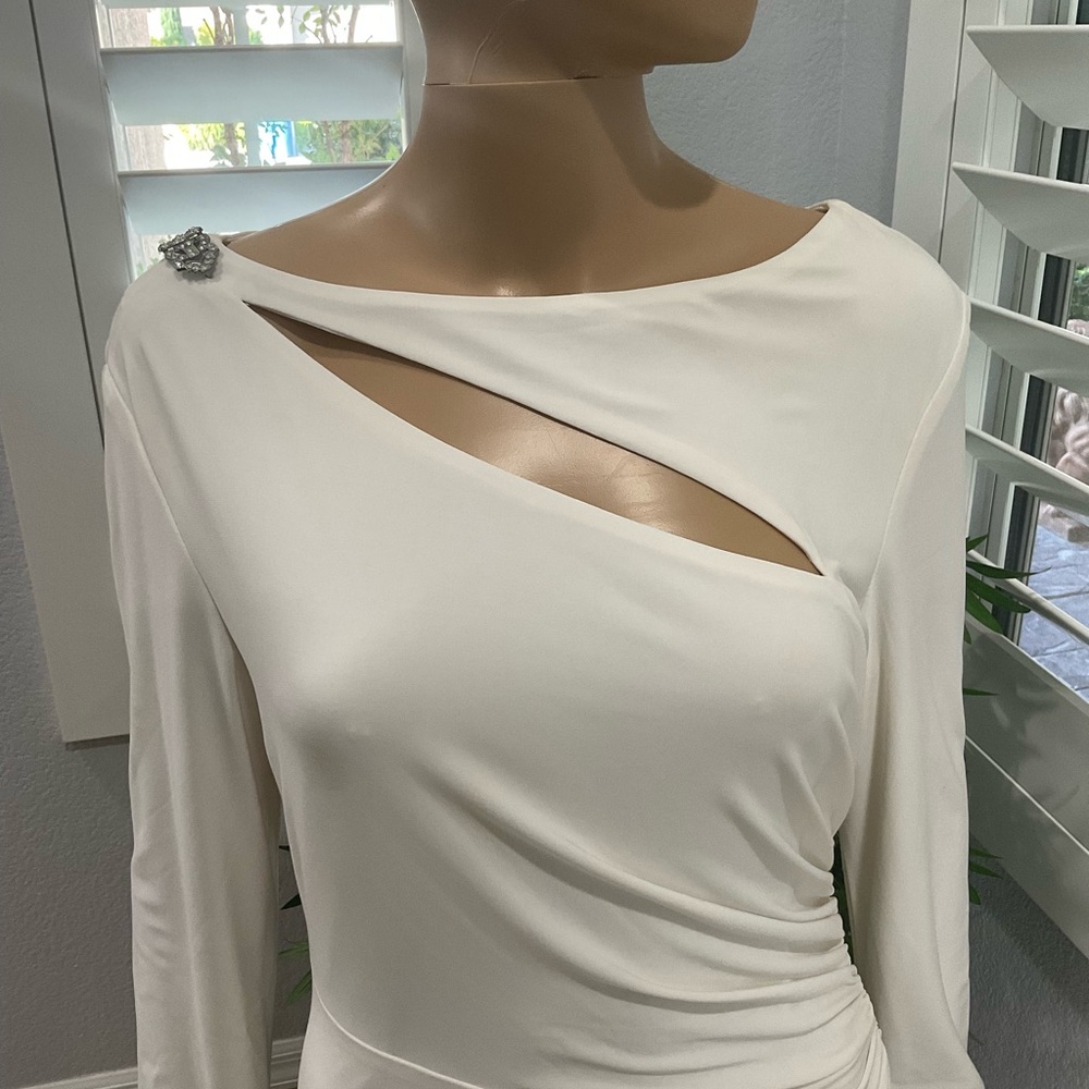 RALPH LAUREN LONG KEYHOLE ASYMMETRICAL LONG GOWN